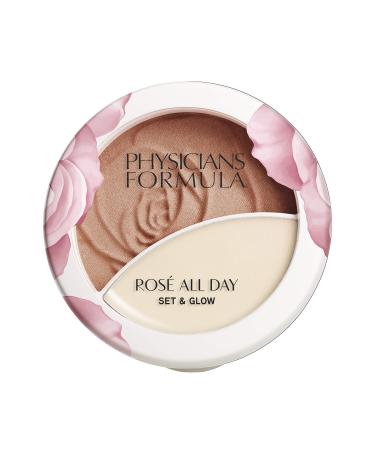 Physicians Formula - Ros All Day Set & Glow - Fixing powder and highlighter with moisturizing balm for a delicate of the skin - with rose extract goji and cherry plum - Sunlit Glow