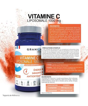 GRANIONS Liposomal Vitamin C 1000 mg Contributes to the normal functioning of the immune system and to reducing fatigue Top - Buy Online on GoSupps.com