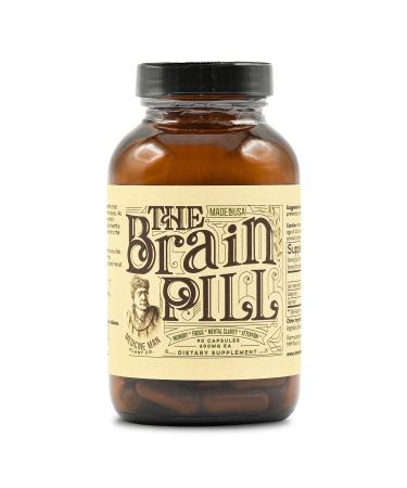 The Brain Pill 90 Capsules - Organic and Natural Brain Booster Supplement with Lions Mane  Ginkgo Biloba  and Sage - Brain Booster Supplement for Focus  Memory  Clarity  Energy  and More