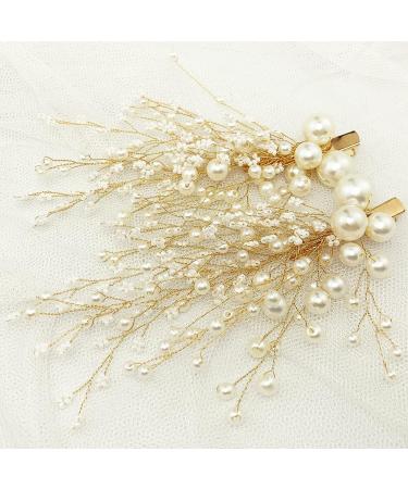 Pearl Bridal Hair Clips - 2pcs Gold Vine Wedding Hair Accessories - Buy Online on GoSupps.com