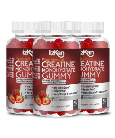 ProCreatine Monohydrate Gummies 4000mg for Men & Women - 60 Chewable Creatine Gummies Strawberry Flavoured Creatine | Pre Workout Gym Supplement| Keto | Vegan | (3)