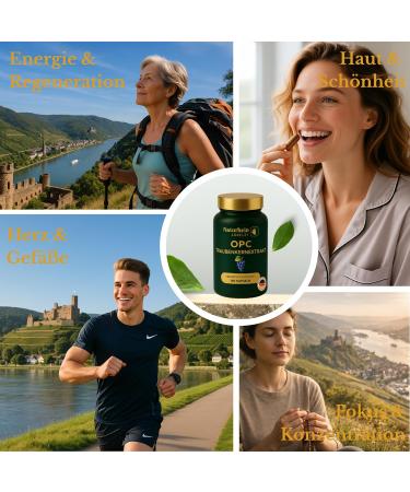  LEONARDINO NatuRhein LORELEY Germany OPC Grape Seed Extract - High Dosed from Premium Wine Grapes - 180 Vegan Capsules - Natural & Pure OPC - Lab Tested in - Buy Online on GoSupps.com