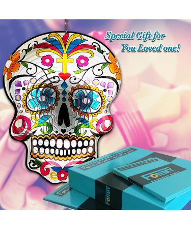 FONMY 12-inch Silver Sugar Skull Garden Wind Spinner - Unique Outdoor Decor & Gift - Buy Online on GoSupps.com