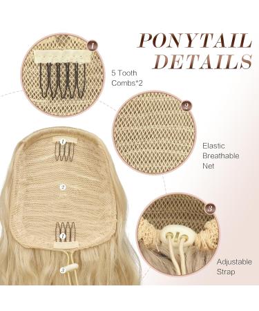FESHFEN Long Braid Ponytail Hair Extension - 65cm Wavy Curly Synthetic Clip-in Hairpiece for Women - Drawstring Blonde Braid - Buy Online on GoSupps.com