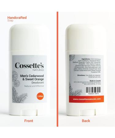 Cossette's Naturals - Natural Effective Deodorant for Men and Women Aluminum Free Parabens Free Made with Premium Essential Oils (Men's Cedarwood & Sweet Orange 2.65 oz (2 Pack)) Men's Cedarwood & Sweet Orange 2.65 Ounce (2 Pack) - Buy Online on GoSupps.com