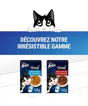 FELIX Soup Original | Adult Cat | Selection of Beef Chicken and Lamb | Pack of 8 | 6 x 48g | Soup Bag - Buy Online on GoSupps.com