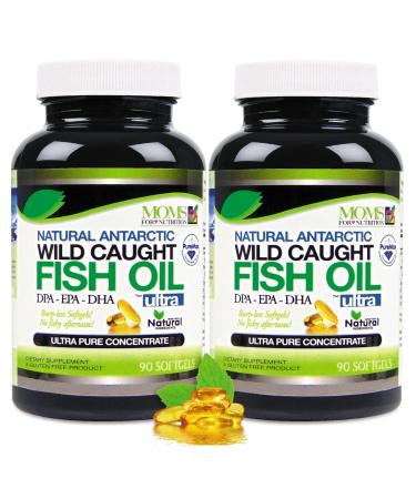 Moms For Nutrition (Pack of 2) Wild Caught Omega 3 Fish Oil DPA-EPA-DHA 2 900 Milligram Fish Oil Supplement 180 Softgels