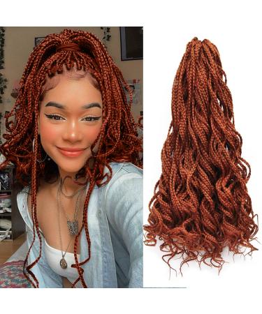 6 Packs Box Braid Crochet Hair Curly Crochet Box Braids Pre-looped Goddess Box Braids Crochet Hair Braiding Hair Crochet Braids Hair for Black Women(18inch, #350) 18 Inch #350