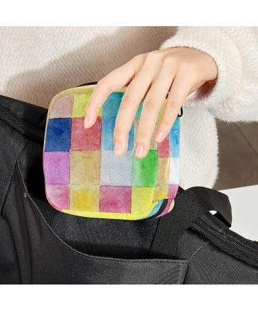 Menstrual Pad Bag with Zipper - Stylish Tampon Pouch for Women & Girls | Watercolor Squares Collection - Buy Online on GoSupps.com