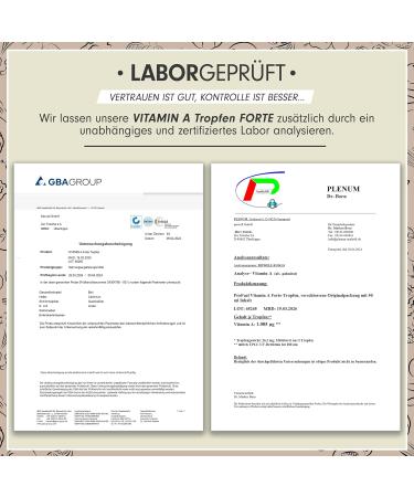 Vitamin A Drop Forte - 1000 g per Drop | 3600 Drops | High-Dose Bioavailable 100% Vegan No Additives - Certified Quality - Buy Online on GoSupps.com