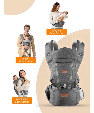 Besery Baby Carrier with Hip Seat and Head Support - Dark Gray | Travel-Friendly Toddler Backpack and Infant Holder for Flying and Everyday Use - Buy Online on GoSupps.com