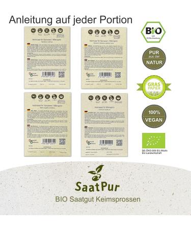 SaatPur ORGANIC Sprouts Assortment | 4 Varieties: Red Energy Mix Radish Red Cabbage Basil Beetroot - International Shipping Available - Buy Online on GoSupps.com