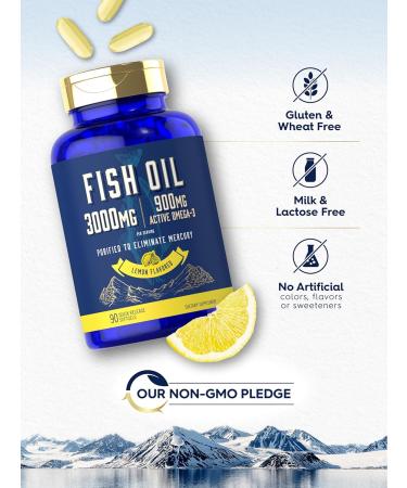 Carlyle Fish Oil 3000mg | 900mg Omega 3 | 90 Softgels | Lemon Flavor | Non-GMO and Gluten Free Supplement - Buy Online on GoSupps.com