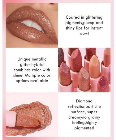  LYSdefeu Glitter lipstick glossy matte waterproof long-lasting shimmering metallic non-sticky matte lipstick for women lip makeup - 10 - Buy Online on GoSupps.com
