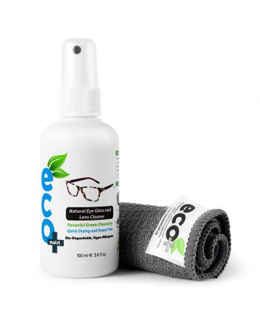 Ecomoist Lens Cleaner 100ml with Thick Microfibre Towel 30cmx30cm For Glass Eyeglass Sun Glass Reading Glass Ecofriendly 100 ml