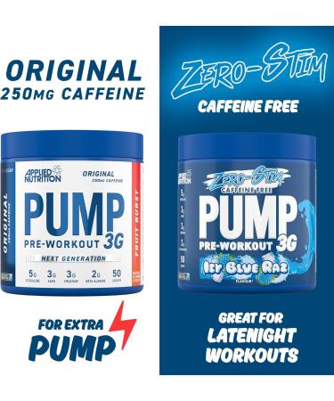 Pump 3G Pre-Workout (Zero Stimulant) Icy Blue Raz (EAN 5056555204993) 375 g - Buy Online on GoSupps.com