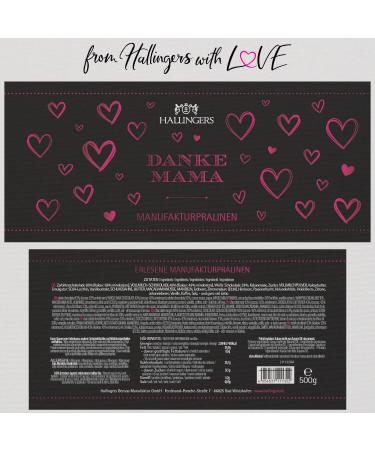 Hallingers Thanks Mama XXL - Handmade Mother's Day Chocolate Gift (500g) | Alcohol-Free Edelkakao Treats & Gift Ideas for Mother's Day and Father's Day - Buy Online on GoSupps.com