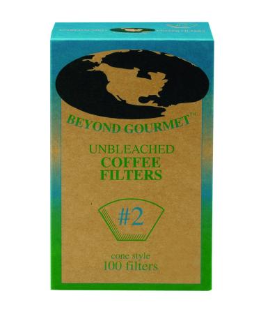 Beyond Gourmet Paper Coffee Filter Cone, Number 2-Size Filter, Brews 2 to 6-Cups, Box of 100 No. 2 Filter Cone, 100 Count