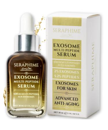 Seraphime Exosome Multi-Peptide Serum 2% Exosomes Argireline Copper Peptides (GHK-CU) Oligopeptide-1 (EGF) & Hyaluronic Acid Advanced Anti Aging Skincare Stem Cell Serum with Multi Peptide