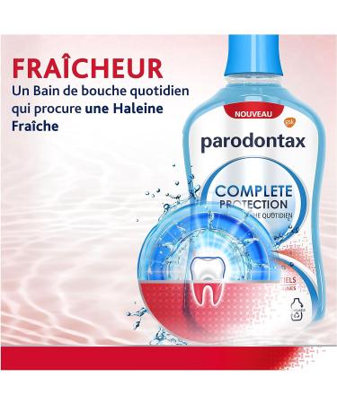 PARODONTAX - Bain de Bouche Quotidien Complete Protection - 8 B n fices pour des Gencives Saines & des Dents Fortes - Combat les Bact ries de la Plaque Dentaire - 0% Alcool - Menthe Fra che - 2x500 ml - Buy Online on GoSupps.com