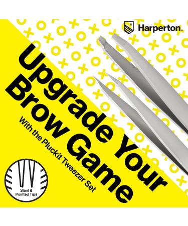 Harperton Pluckit Professional Tweezers Set - Slant + Pointed Precision Tips - Buy Online on GoSupps.com