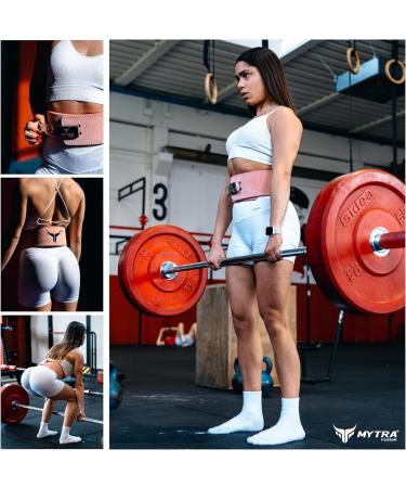 Mytra Fusion Weight Lifting Belt - 100% Real Leather Pink Gym Belt for Men & Women Ideal for Fitness Training & Weightlifting - Buy Online on GoSupps.com