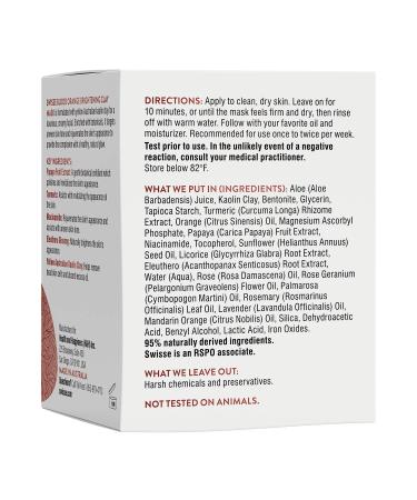 Swisse Blood Orange Clay Face Mask - Skin Brightening | All Skin Types | Turmeric & Ginseng | 2.47 Oz - Natural Skincare - Buy Online on GoSupps.com