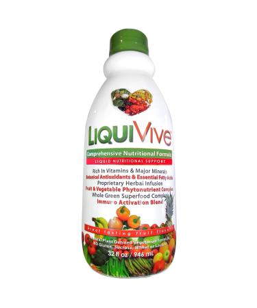 LiquiVive Liquid Vitamins Mega Nutrition | Vegetarian Daily Multivitamin Balance Immune Support Booster Superfood of Nature | with Vitamin C D3 A B12 E K | 99.9% Vegan Non-GMO Gluten Free 32 fl oz