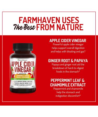Apple Cider Vinegar Capsules with Ginger, Papaya & Chamomile | 1390mg | Supports Digestion & Immunity | Non-GMO | 100% Natural | 180 Capsules - Buy Online on GoSupps.com