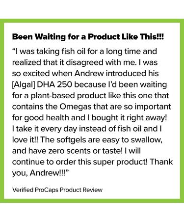 Andrew Lessman Algal DHA 250mg 30 Softgels - Plant-Based Omega-3 with High DHA & Potency | Non-GMO, Easy to Swallow, No Fishy Aftertaste - Buy Online on GoSupps.com