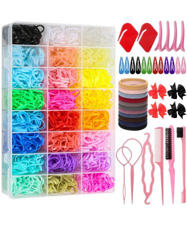Subblaga 2068-part elastic hair strap set 2000 pieces mini hair straps with organizer box soft little girl hair rubber colorful baby rubber tapes with hair tail tools hair tie  - Buy Online on GoSupps.com