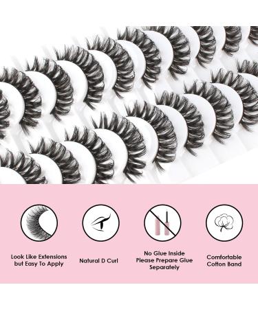 Glowing Win 3D False Eyelashes - Russian Strip D Curl Lashes | 10 Pairs Reusable Mink Lashes | Fluffy Fake Eyelashes - Buy Online on GoSupps.com