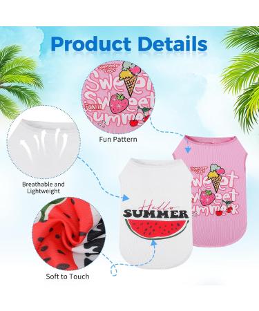 Shop Sweet Summer Dog Shirt for Medium-Sized Dogs | Soft Stripes & Fun Fruit Design - 2-Pack Pink & Watermelon - Buy Online on GoSupps.com