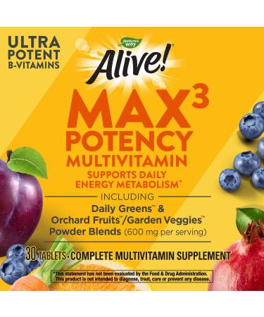 Nature's Way Alive! Max3 Daily Multi-Vitamin - 30 Tablets for Optimal Health - Buy Online on GoSupps.com