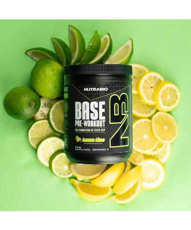 NutraBio Base Pre-Workout Powder 200mg Caffeine Sustained Energy Focus Endurance Pump Sugar Free Clean Preworkout for Men and Women - Beta Alanine L-Tyrosine 30 Servings - Lemon Lime - Buy Online on GoSupps.com