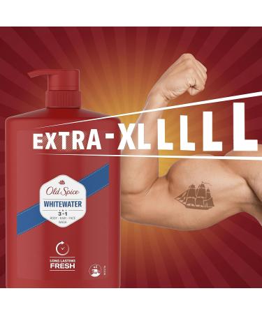 Old Spice Whitewater Shower Gel Men 1000ml 3-in-1 Shampoo Body Wash Face Wash VALUE PACK 1L With Pump - Amber Sandalwood & Citrus - Buy Online on GoSupps.com