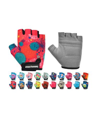 Meteor children bike gloves bike gel bmx glove boy bike gloves girl wheel gloves scooter wheel gloves children scroller gloves ride jr xs 6-6.5cm pink abstract