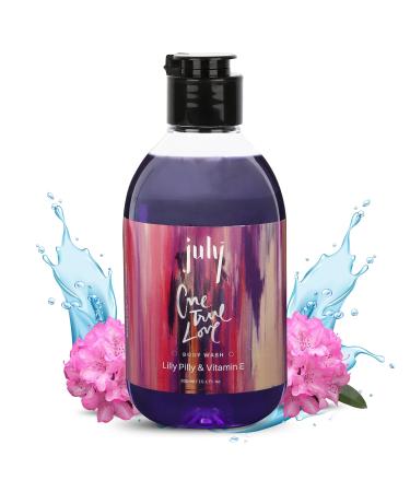 July One True Love Body Wash 300ml Lilly Vitamin E with Moisturizer Long Lasting Fragrance Exfoliating Shower Gel Nourishing Body Wash for Women & Men