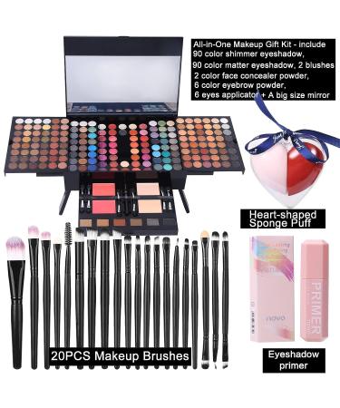 190 Color Makeup Palette Gift Set for Women with Brushes, Eyeliner, Mirror, and More - Buy Online on GoSupps.com