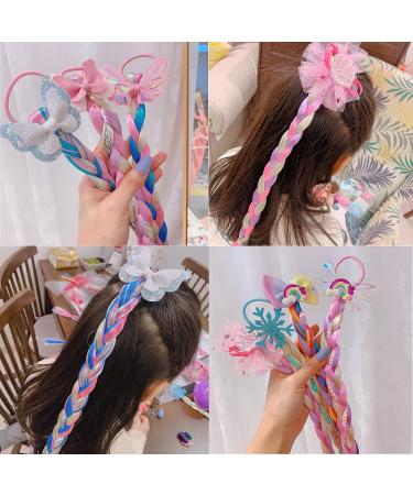 Rainbow Colored Braided Hair Extensions - 8 Pieces Ponytails for Women, Kids, Girls - Perfect for Parties, Cosplay, Dress Up - Buy Online on GoSupps.com