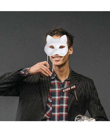 ABOOFAN White Cat Mask - Unpainted DIY Half Face Therian Halloween Mask for Masquerade - International Shipping Available - Buy Online on GoSupps.com