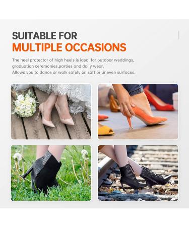 NIIVOO High Heel Protectors - 12 Pairs, 3 Sizes Stiletto Grass Stoppers for Women - Perfect for Weddings/Outdoor Events - No Sinking into Dirt/Bricks - S/M/L Transparent/Black - Buy Online on GoSupps.com