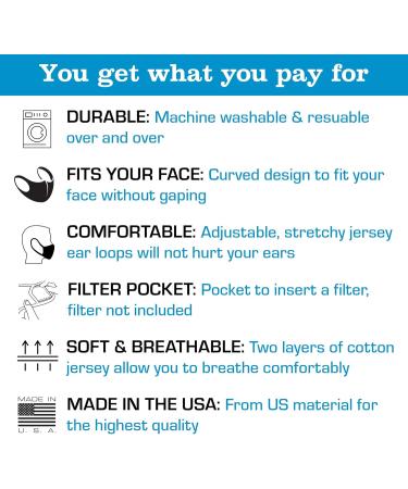 Buy Buttonsmith White Adult XL Cotton Adjustable Face Mask Washable Soft T-Shirt Material Built-in Lanyard Made in the USA International Shipping Available - Buy Online on GoSupps.com