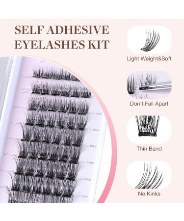 GOO GOO Self Adhesive Eyelashes Kit - No-Glue Cluster Lashes 10-16mm for DIY Extensions Natural D Curl False Eyelashes Glue & Remover-Free - Buy Online on GoSupps.com