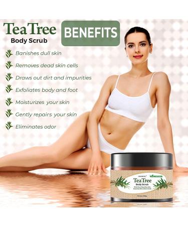 Chamuel Tea Tree Body & Foot Scrub - 100% Natural Exfoliating Scrub with Dead Sea Salt & Plant-based Stem Cells - Ginger & Essential Oils Blend for Rejuvenation & Soothing Dry Skin (15.1oz) - Buy Online on GoSupps.com