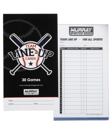 Murray Sporting Goods Baseball/Softball Lineup Cards - 30 Games with 16 Player Roster Lineup Sheet (4-Part Carbon Copies)