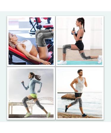 2 Pack Professional Ultra Knee Compression Sleeve for Men Women - Grey Large - Knee Braces for Pain Relief and Support - Buy Online on GoSupps.com