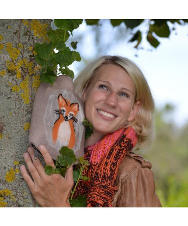 Hugo Frosch Children's Eco Hot Water Bottle 0.8L with Felt Cover - Fox Design | Eco-Friendly Comfort for Kids - Buy Online on GoSupps.com