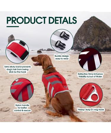 Buy Kuoser Dog Life Jacket - Durable Buoyancy Vest for Large & Medium Dogs | High Safety Red Floating Jacket - Buy Online on GoSupps.com