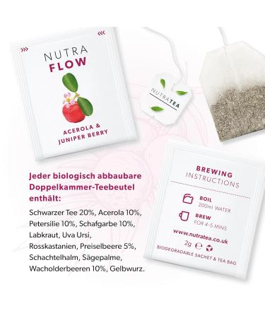 Nutra Tea Nutraflow - Herbal Tea for Kidney & Bladder Support | 40 Reusable Bags with Cranberry & Acerola | International Shipping - Buy Online on GoSupps.com